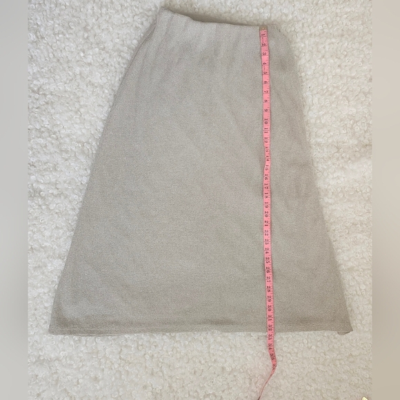 ZARA Knit Iridescent Midi Knit Skirt Beige Silver Shimmer Sz S Fairy Chic Boho - Picture 9 of 10
